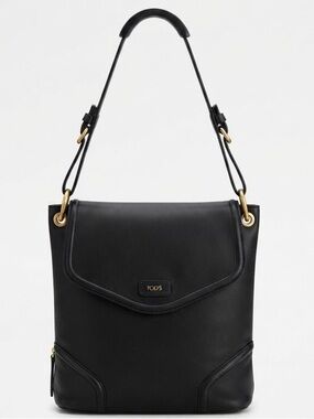 THE TREND Black Leather Shoulder Bag